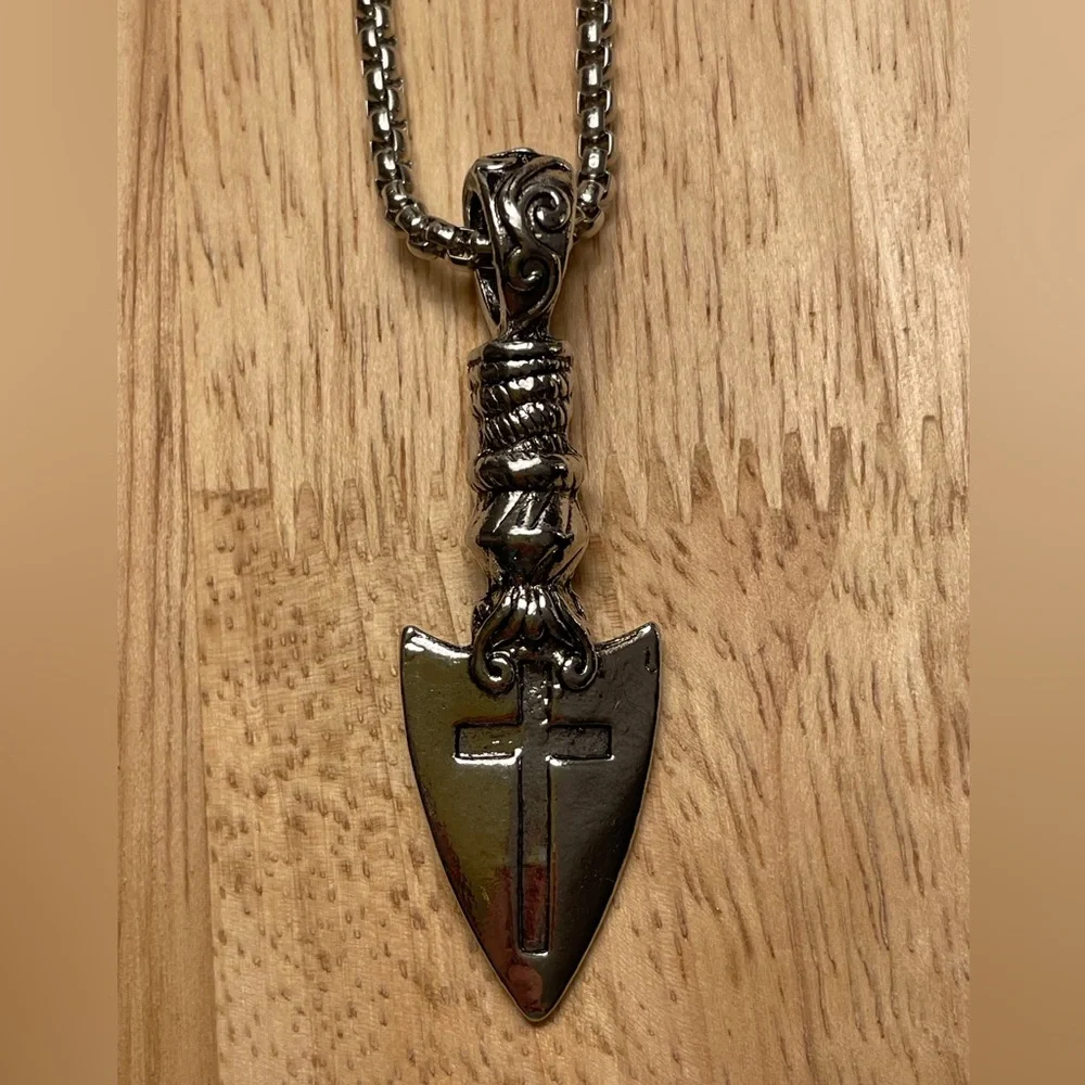 Stainless Steel Necklace with Vintage Cross Pendant